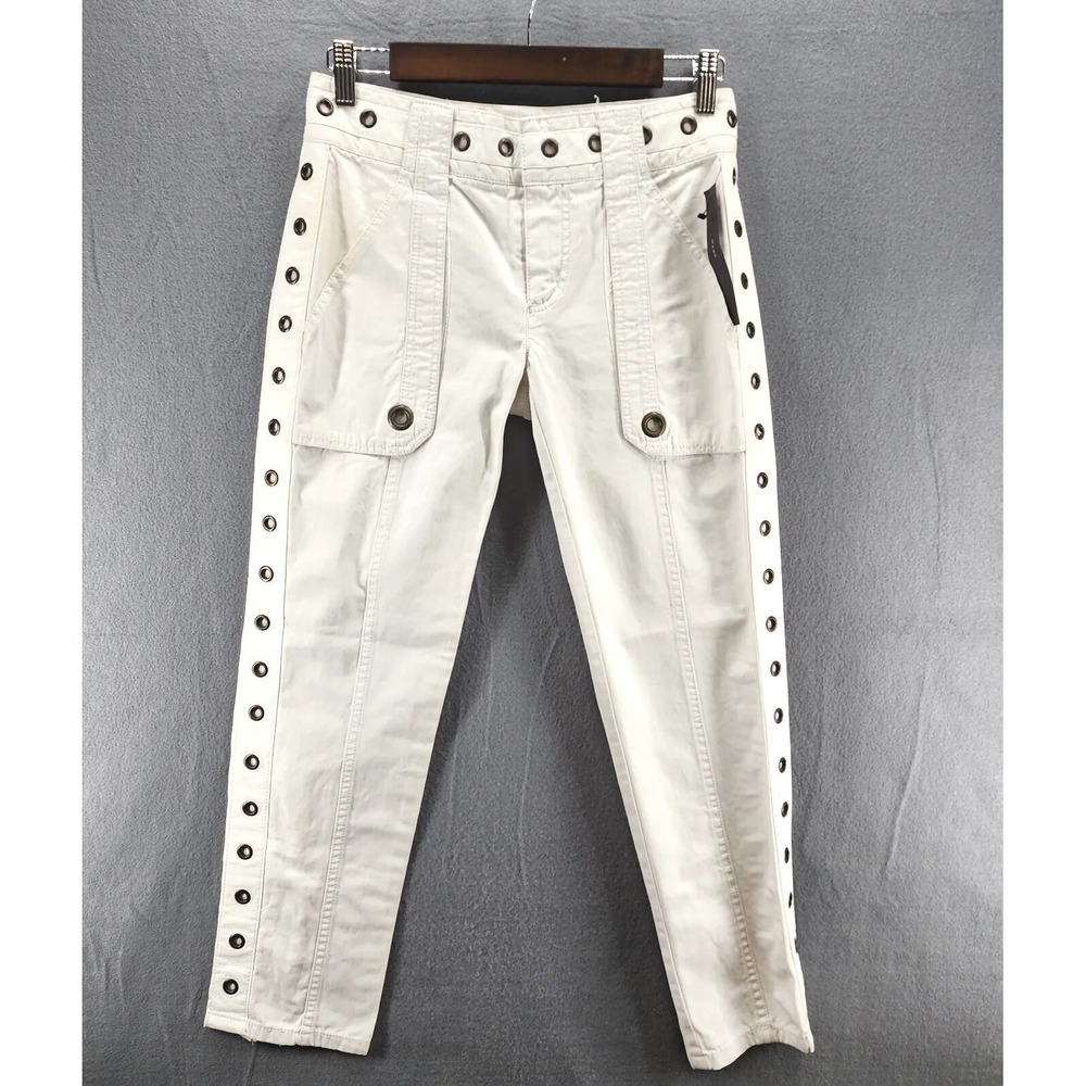 Marc Jacob Crop Pants Womens 2 Eyelet Grommet Side Skinny White Jeans MSRP $238